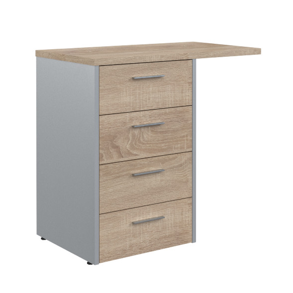 Тумба приставная OLC-4D.2.A Дуб Сонома светлый/Металлик 800х450х750 OFFIX NEW оптом