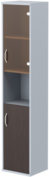 Шкаф колонка с малой глухой и стеклянной дверьми СУ-1.4(R) Венге Магия/Металлик 406*365*1975 оптом