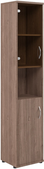Шкаф колонка с малой глухой и стеклянной дверьми СУ-1.4(L) Ясень Шимо 406*365*1975 оптом