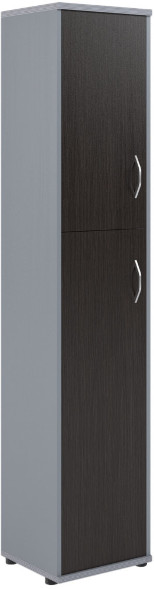 Шкаф колонка с глухой малой и средней дверьми СУ-1.8(L) Венге/Металлик 406*365*1975 оптом