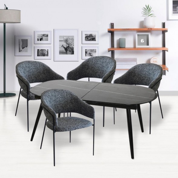 Стол Marble овальный раздвижной 160/200 х 90х78см, чёрный мрамор оптом