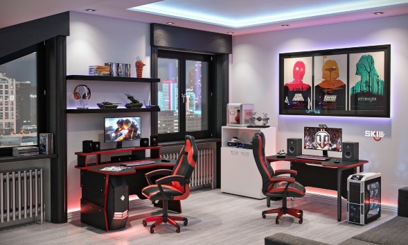 Игровой стол SKILLL STG 1390 Антрацит/Красный 1360х1000х925 оптом