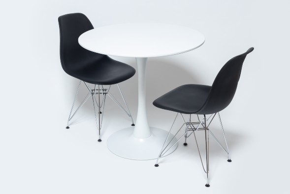 Стол Barneo T-3 Tulip style, MDF, H-75cm - круг диаметр 90см, RAL9003 белый, каркас RAL9003 белый оптом