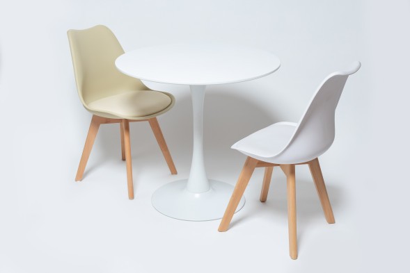 Стол Barneo T-3 Tulip style, MDF, H-75cm - круг диаметр 100см, RAL9003 белый, каркас RAL9003 белый оптом