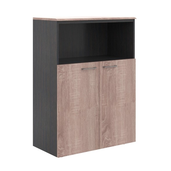 Шкаф с глухими малыми дверьми и топом WMC 85.3 Дуб Сонома/Легно темный 856х432х1184 WAVE оптом