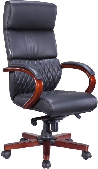 Кресло руководителя Everprof President Wood Кожа Черный оптом
