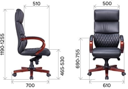 Кресло руководителя Everprof President Wood Кожа Черный оптом