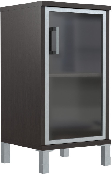 Шкаф-колонка низкая со стеклянной дверью в AL-рамке B 411.4(R) Венге Магия 475х450х920 оптом