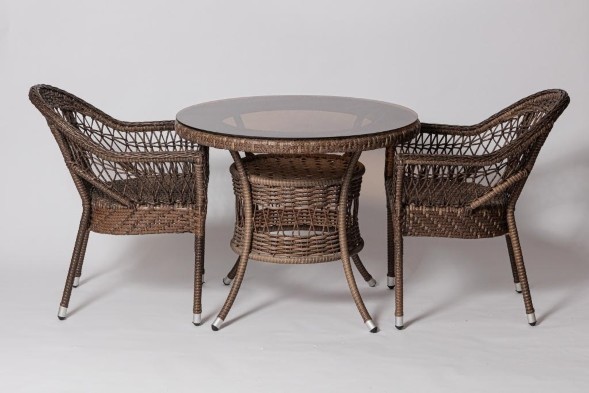 Стол для дачи  FM-2002 коричневый, диамерт 90 см оптом