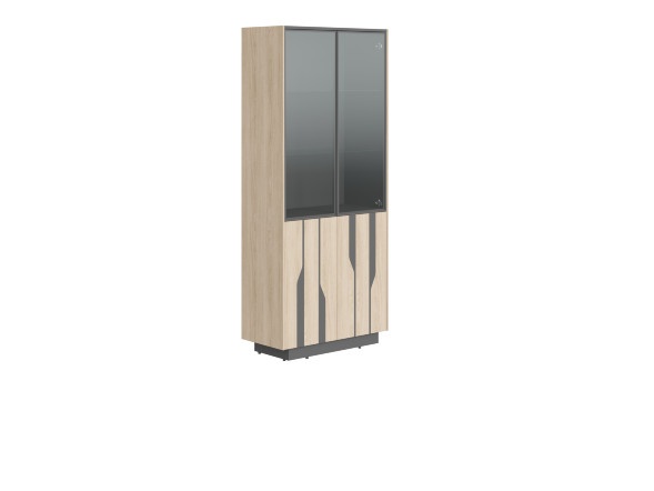 Шкаф шир. выс. с комбинированными дверями СФ-574305 Дуб светлый/Белый премиум 900х430х2100 LINE оптом