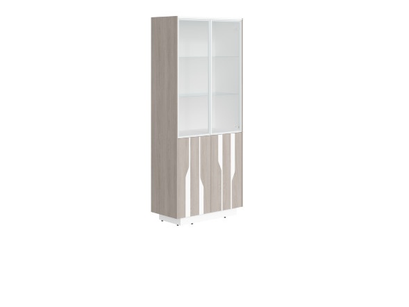 Шкаф шир. выс. с комбинированными дверями СФ-574305 Дуб светлый/Белый премиум 900х430х2100 LINE оптом