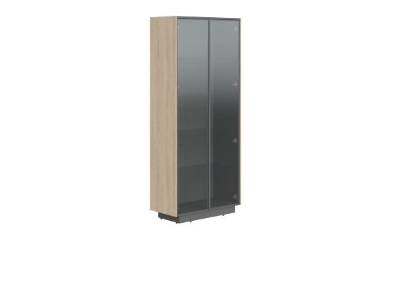 Шкаф шир. выс. со стеклянными дверями в раме СФ-574304 Дуб светлый/Белый премиум 900х430х2100 LINE оптом