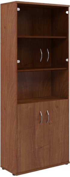Шкаф комбинированный малыми стеклянными и глухими дверьми СТ-1.4 Орех Французcкий 770*365*1975 оптом