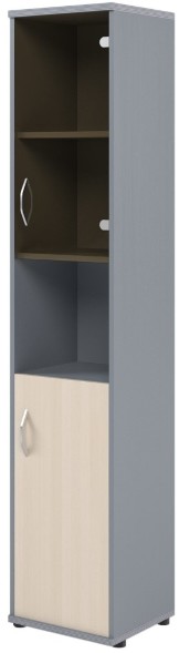 Шкаф колонка с малой глухой и стеклянной дверьми СУ-1.4(R) Клен/Металлик 406*365*1975 оптом