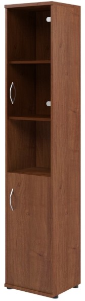 Шкаф колонка с малой глухой и стеклянной дверьми СУ-1.4(R) Орех Французcкий 406*365*1975 оптом