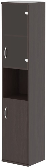 Шкаф колонка с малой глухой и стеклянной дверьми СУ-1.4(R) Венге Магия 406х365х1975 оптом