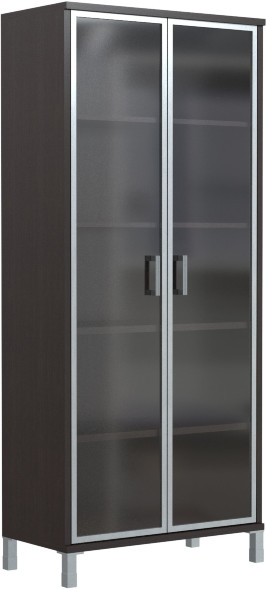 Шкаф высокий со стеклянными дверьми в AL-рамке B 430.8 Венге Магия 900х450х2054 оптом