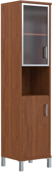 Шкаф-колонка высокая с малой стеклянной дверью в AL-рамке и глухой B 431.9(L) Орех Гарда оптом