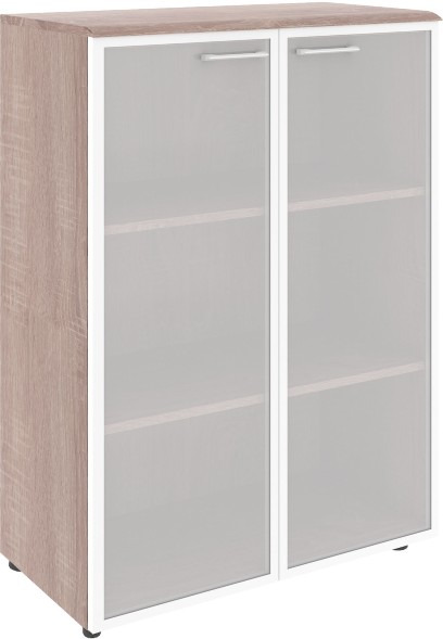 Шкаф со стеклянными дверьми в алюминевой рамке с топом WMC 85.7 Дуб Сонома 856х432х1184 WAVE	 оптом