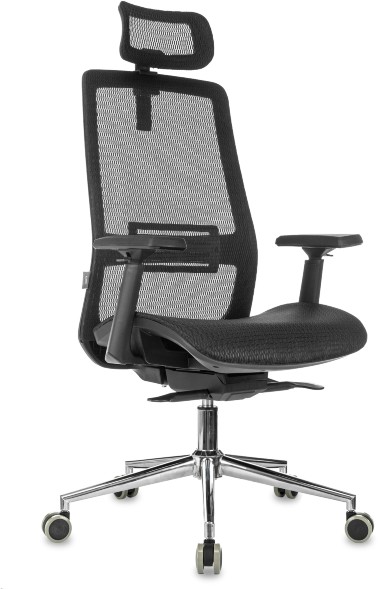 Кресло руководителя Бюрократ MC-912-H черный сетка с подголов. крестов. металл хром оптом