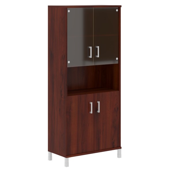 Шкаф высокий с малыми стеклянными и глухими дверьми B 430.10 900х450х2054 BORN оптом