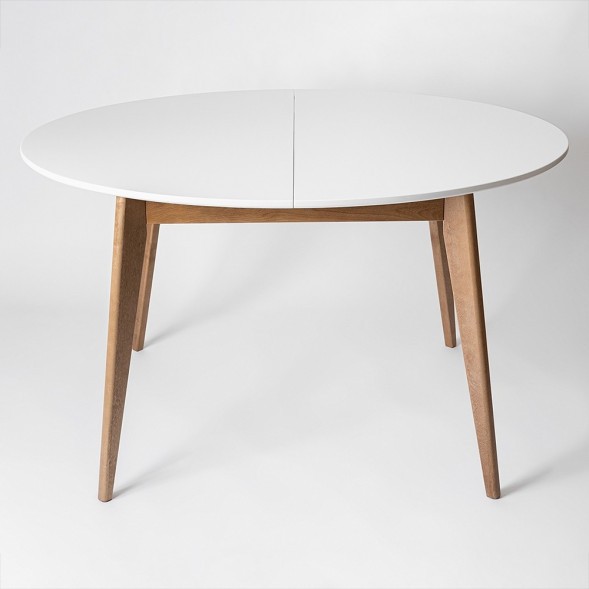 Стол раскладной Орион Plus 1000(+300), Дуб натуральный/Белая эмаль оптом